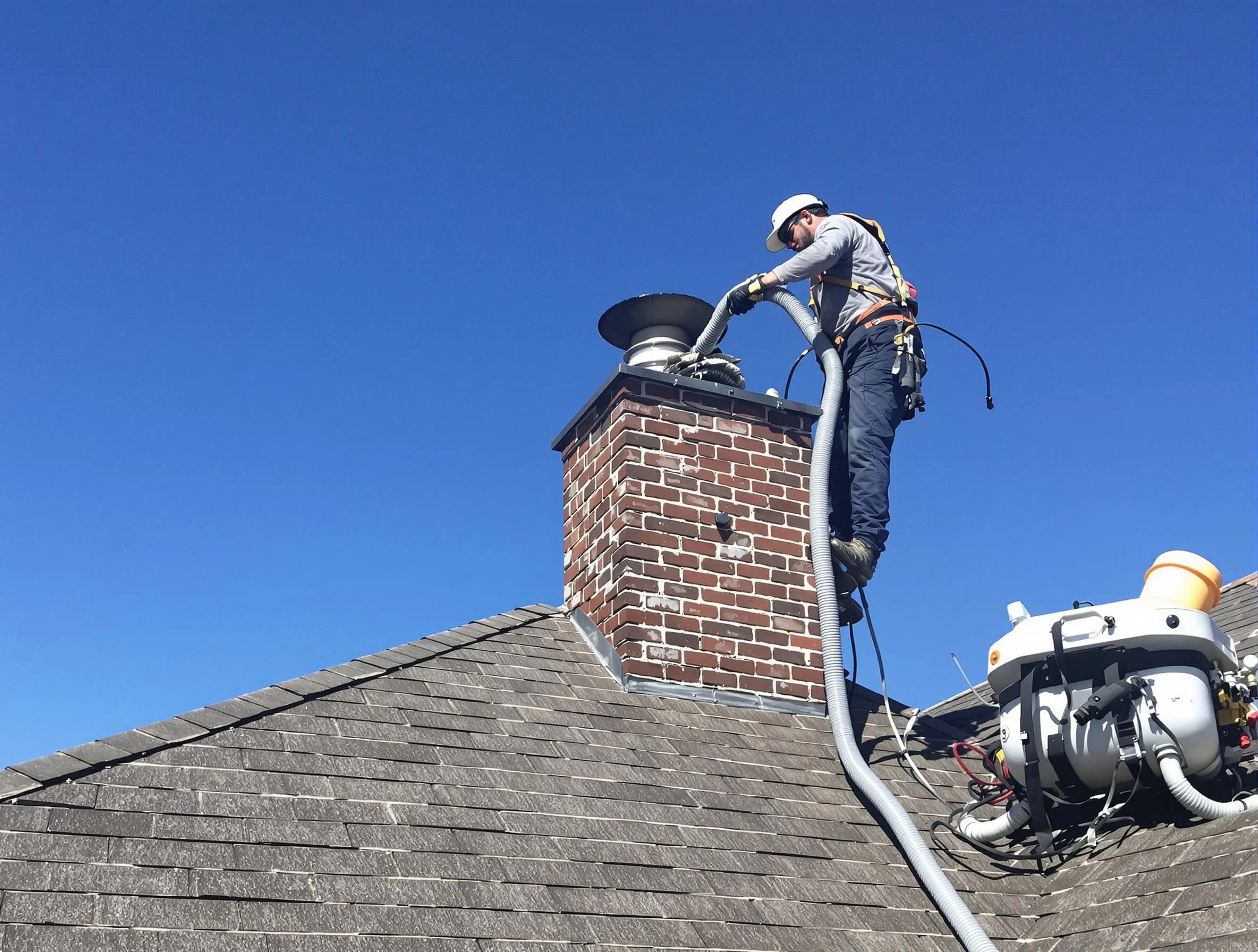 Dedicated Munhall Chimney Sweep team member cleaning a chimney in Munhall, PA