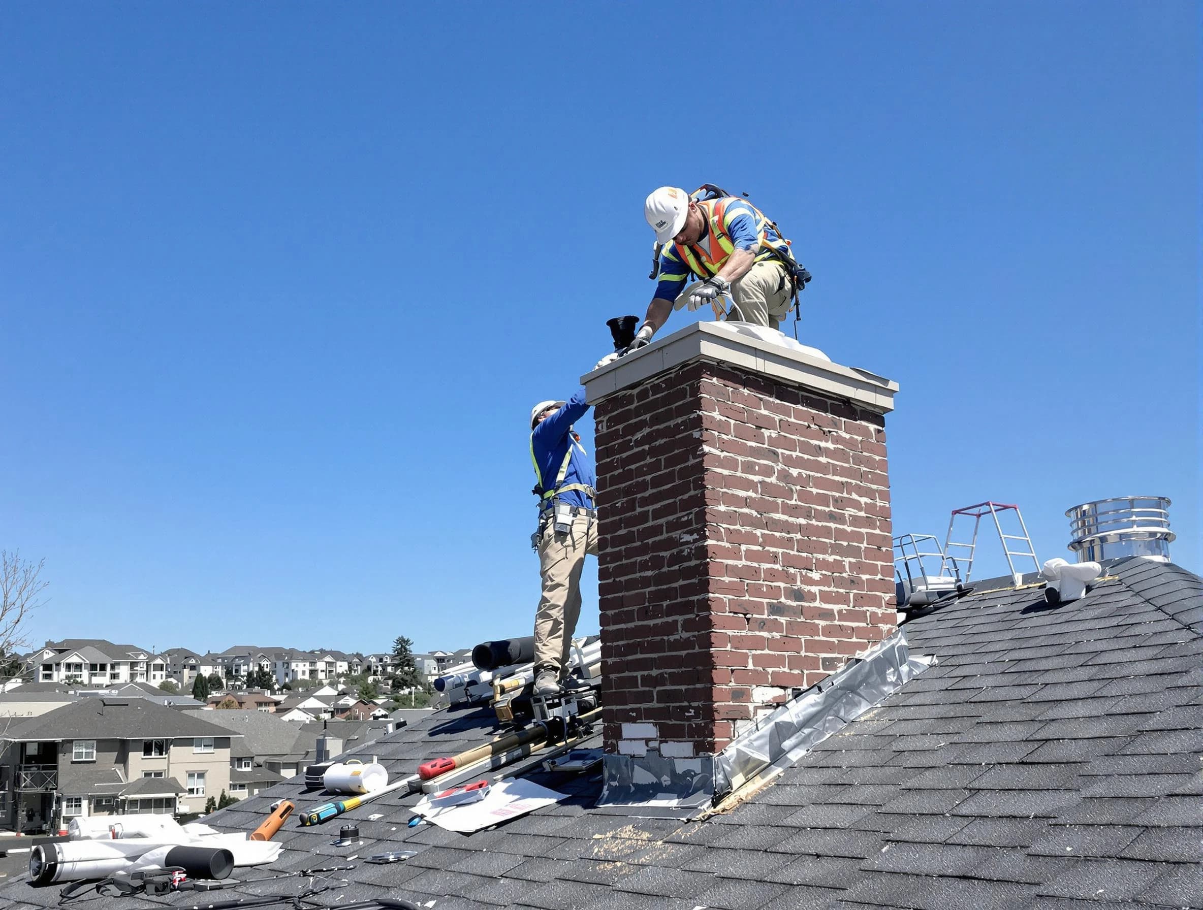 Munhall Chimney Sweep repairing a chimney crown in Munhall, PA