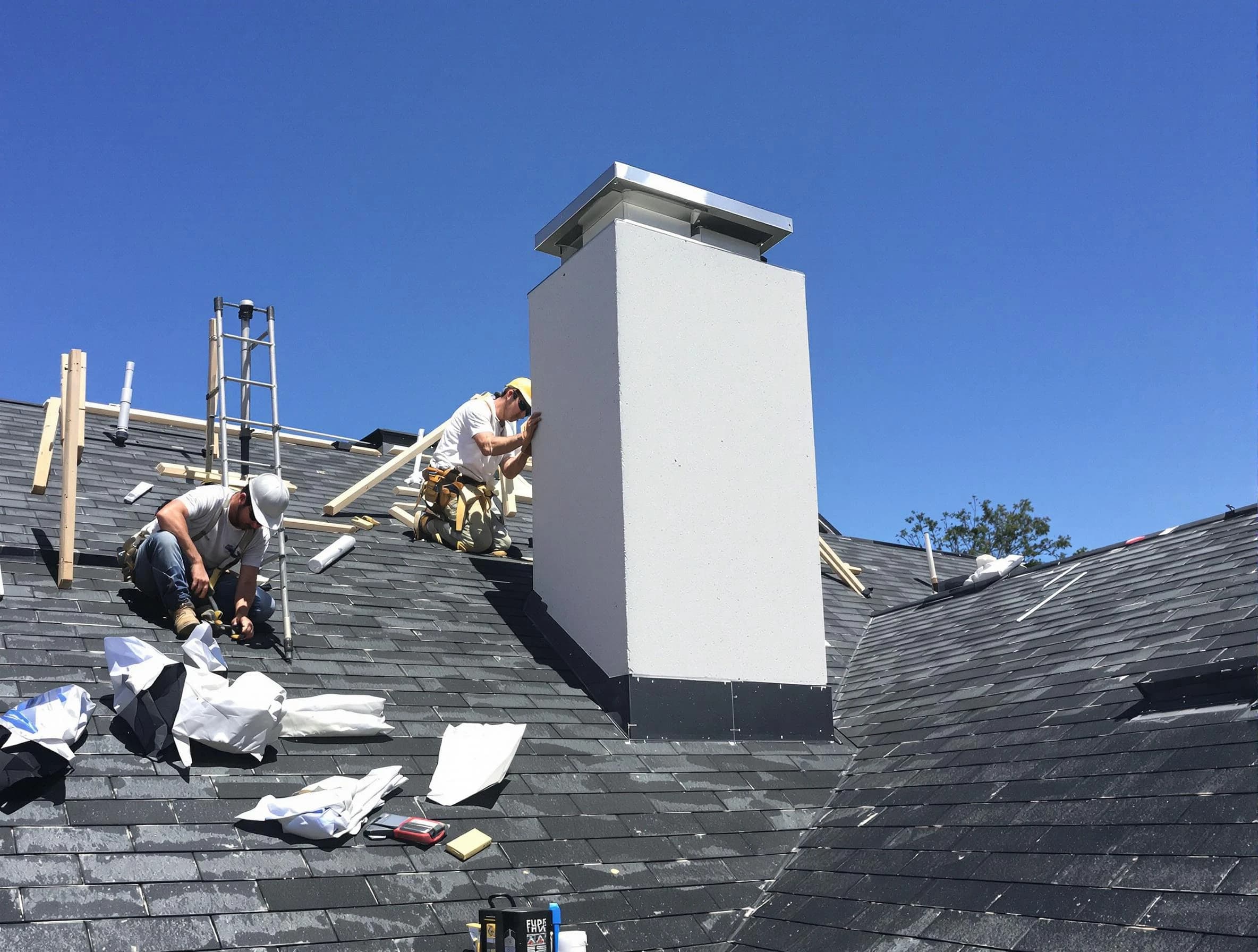 Munhall Chimney Sweep crew installing a new chimney in Munhall, PA