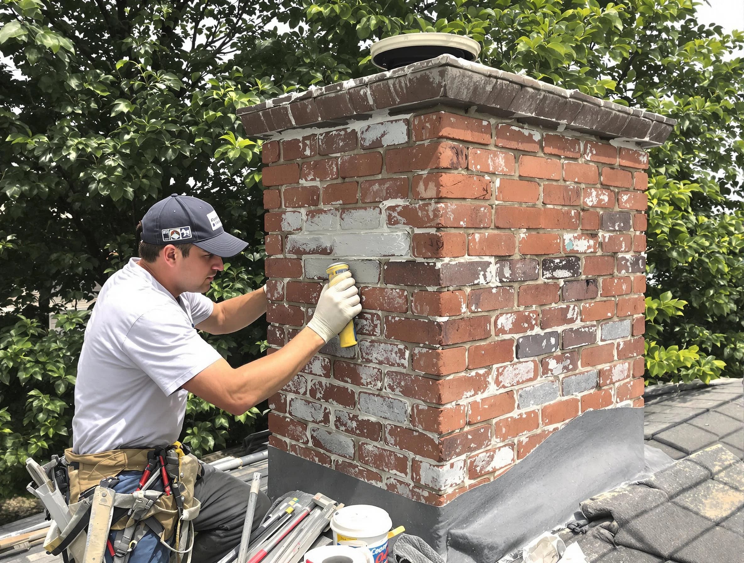 Munhall Chimney Sweep restoring an aging chimney in Munhall, PA