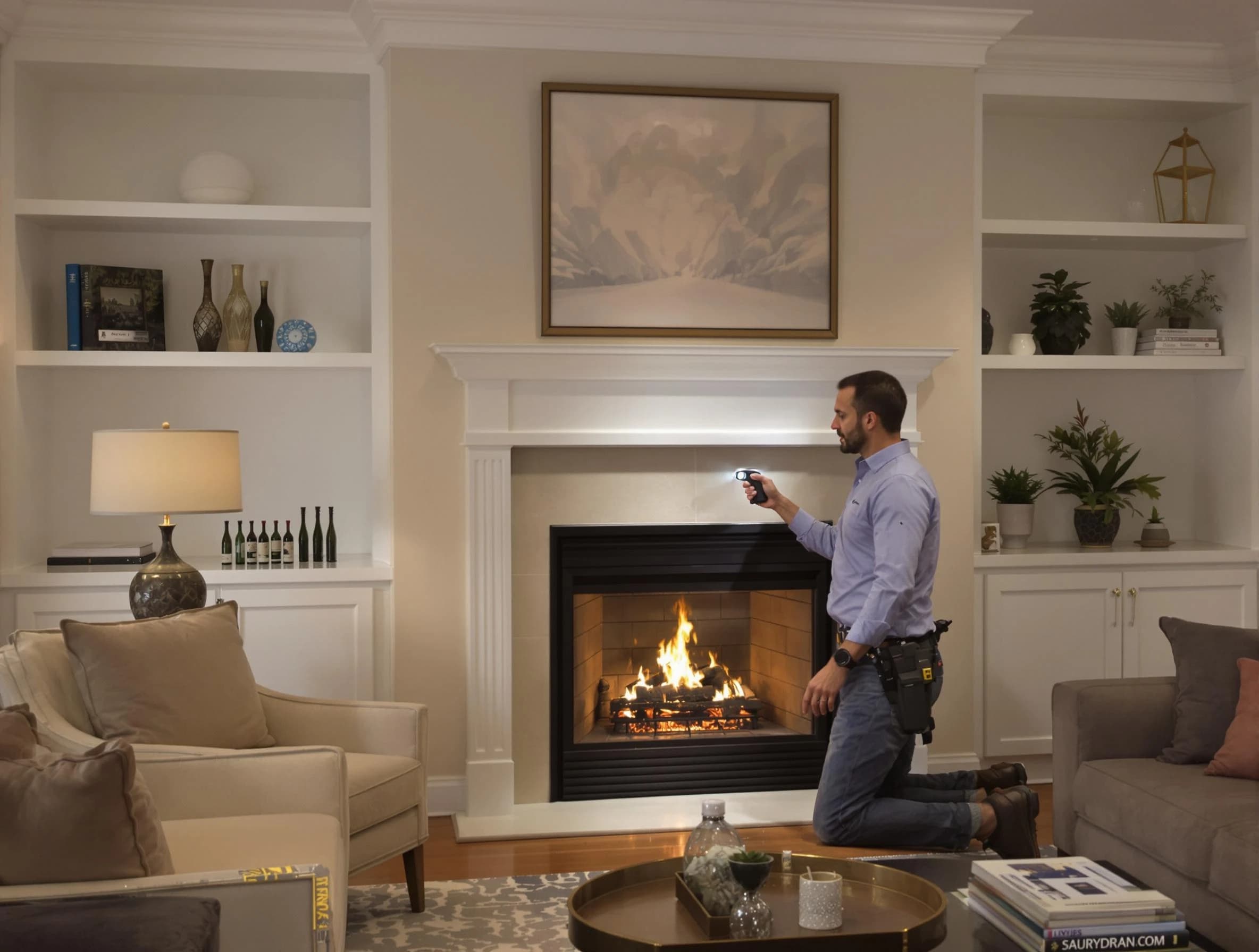 Munhall Chimney Sweep conducting a fireplace safety inspection in Munhall, PA