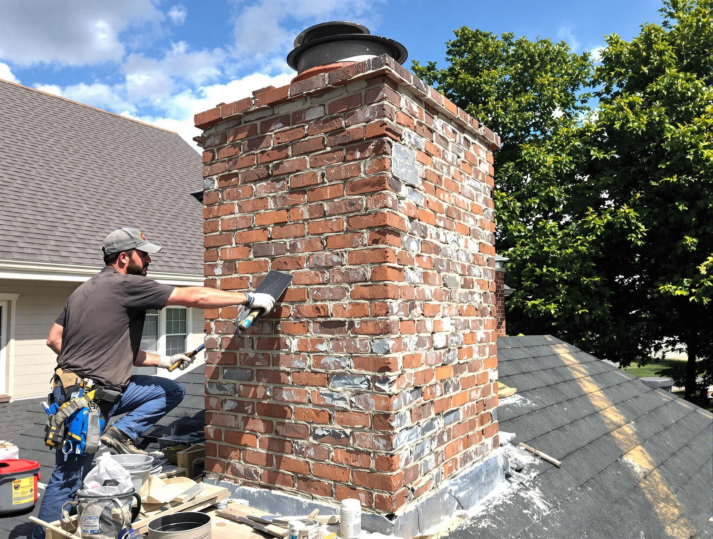 Completed chimney rebuild by Munhall Chimney Sweep in Munhall, PA