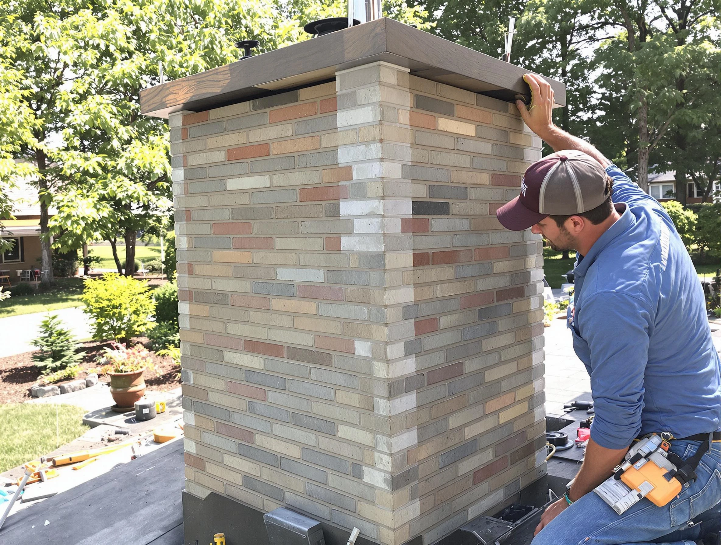 Munhall Chimney Sweep completing a modern chimney remodel in Munhall, PA