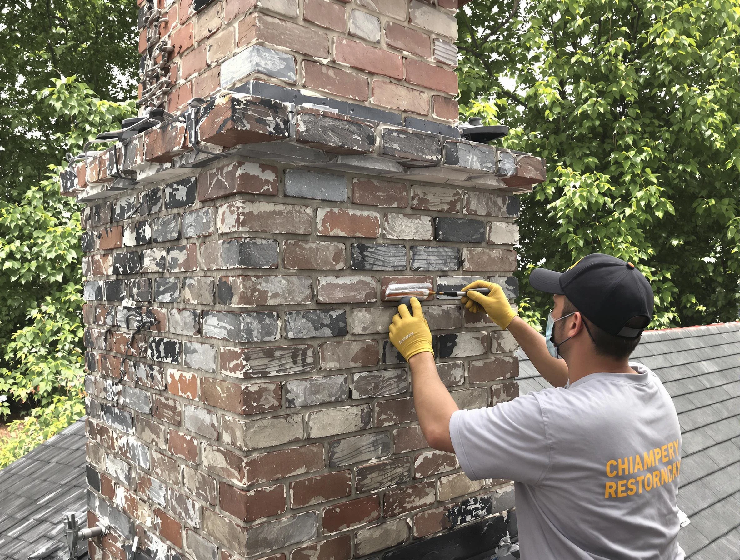 In-progress chimney restoration by Munhall Chimney Sweep in Munhall, PA